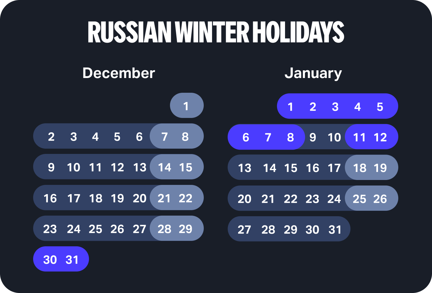 russian winter holidays dark