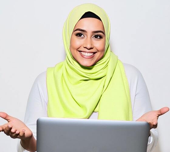 The girl at the laptop
